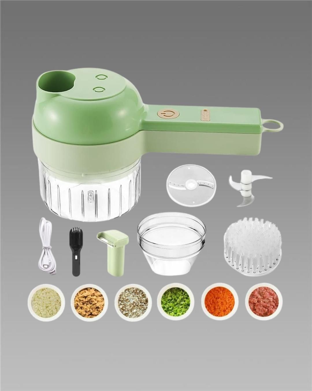 🥕 4-in-1 Portable Electric Vegetable Cutter Set – Revolutionize Your Kitchen Today!
