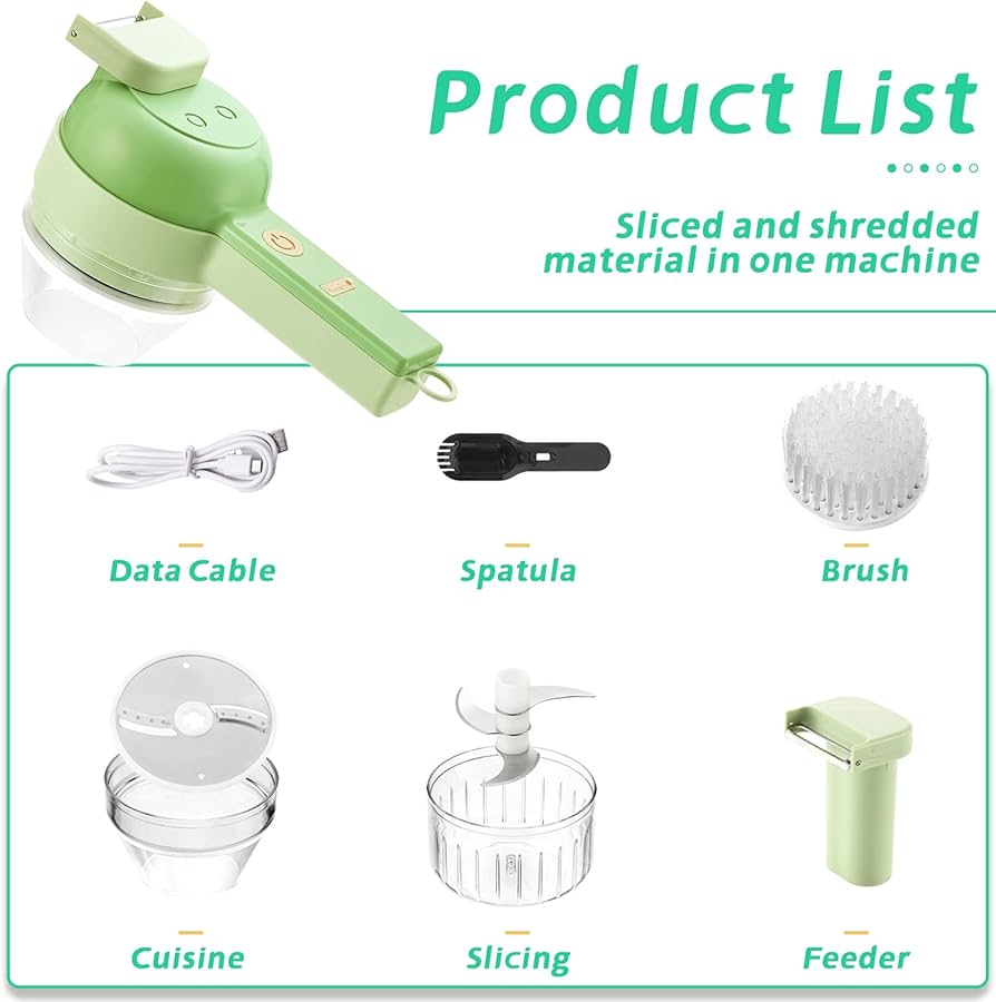 Portable 4-in-1 Food Chopper – The Ultimate Kitchen Gadget for Easy Cooking!.