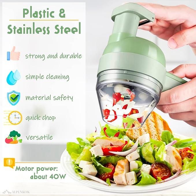 Portable 4-in-1 Food Chopper – The Ultimate Kitchen Gadget for Easy Cooking!.