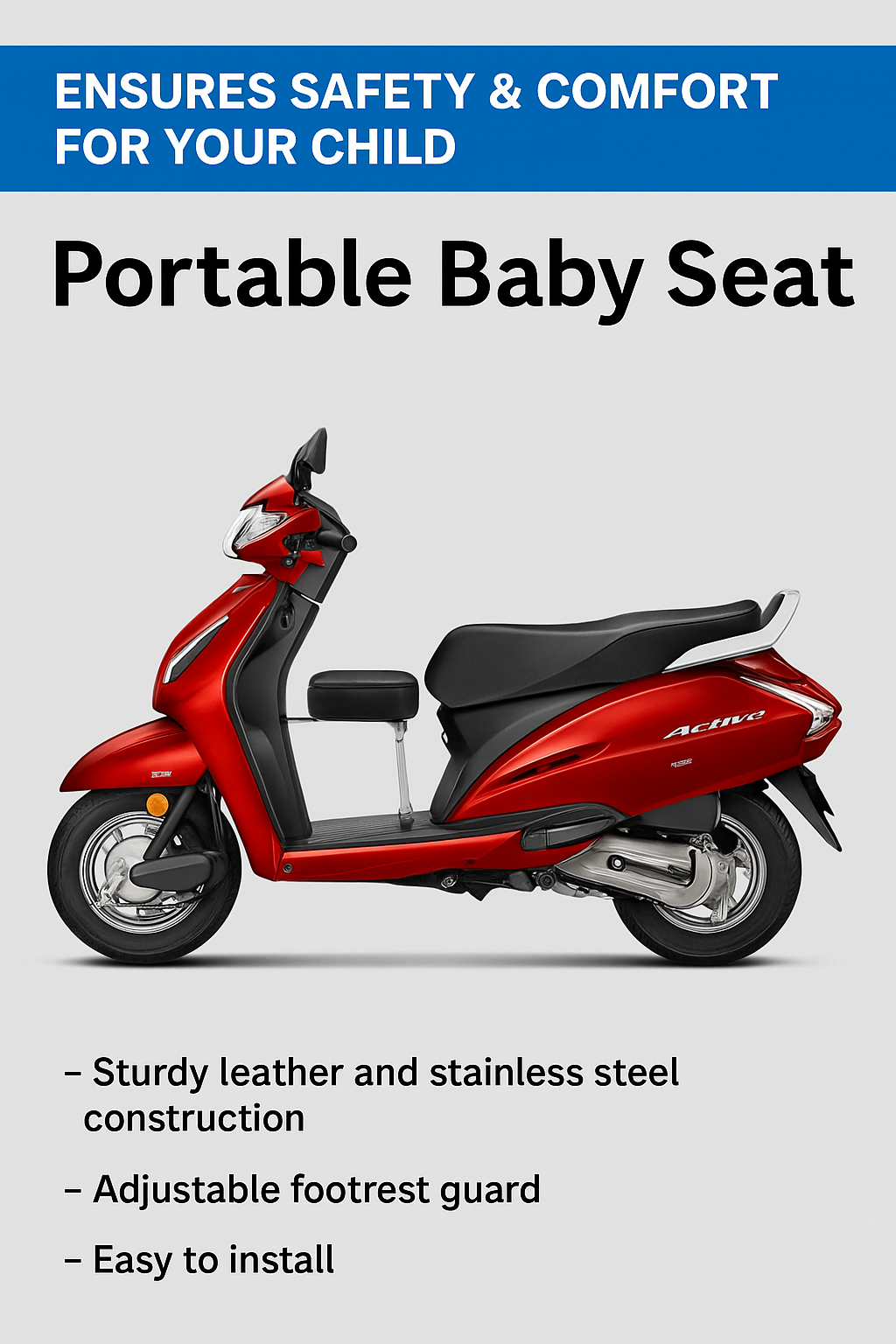 🛵 Portable Baby Seat for Scooters – Ride Safe, Ride Smart with Your Little One!